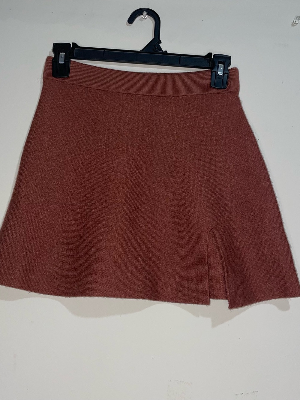 Altar’d State Burnt Umber Knit Front Side Slit XS Breathable Mini Skirt